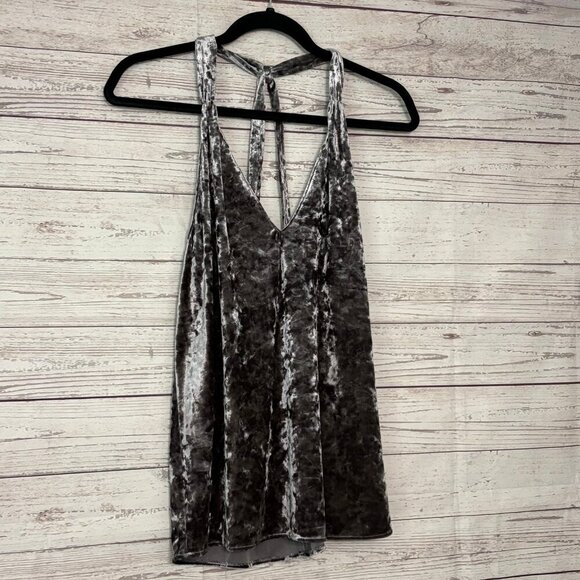 Zara Woman Grey Velvet Clubbing Top Small - Picture 2 of 6